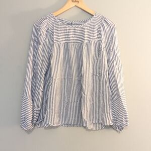 LOFT Blue and White Striped Blouse
